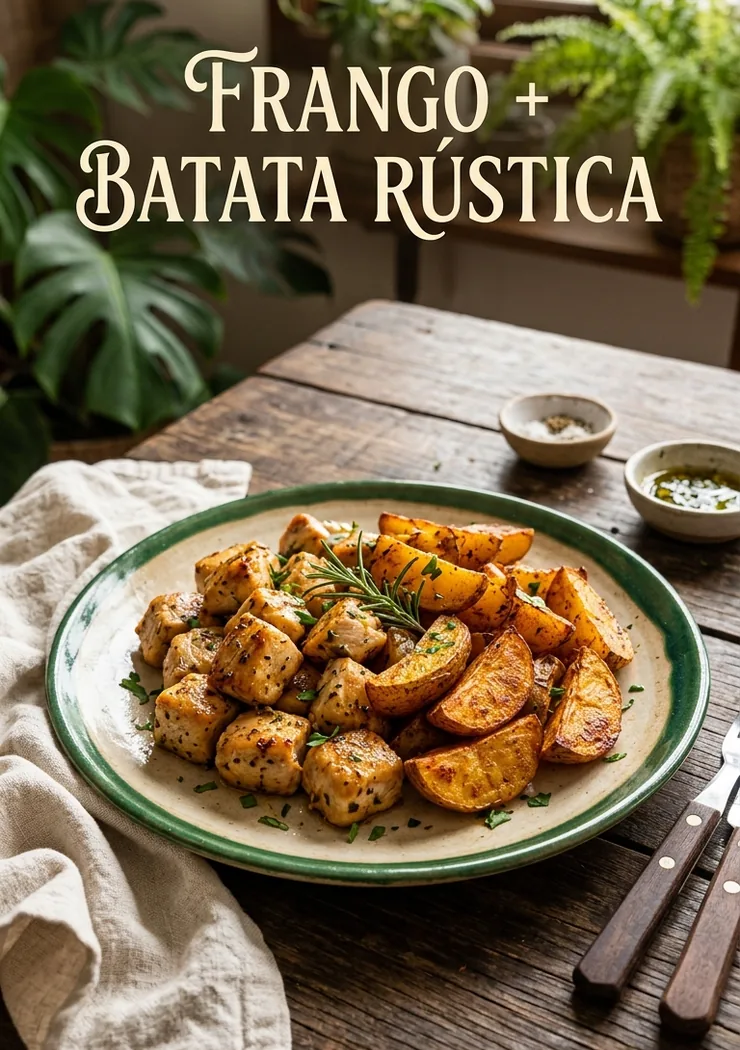 Frango com batata — ilustração criada com IA